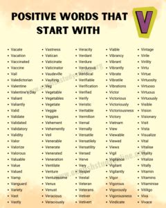 positive character traits that start with v|167 Positive Words That Start with V .